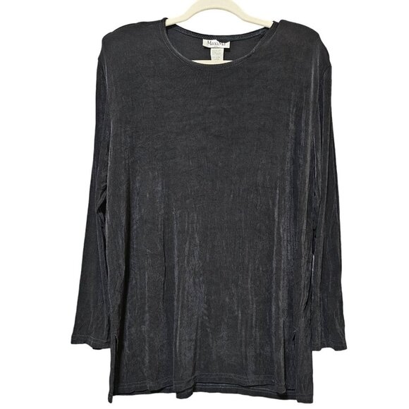 Slinky Blouse Womens Size‎ XL Black Long Sleeve Side Slit Pullover Top Travel - Picture 1 of 16